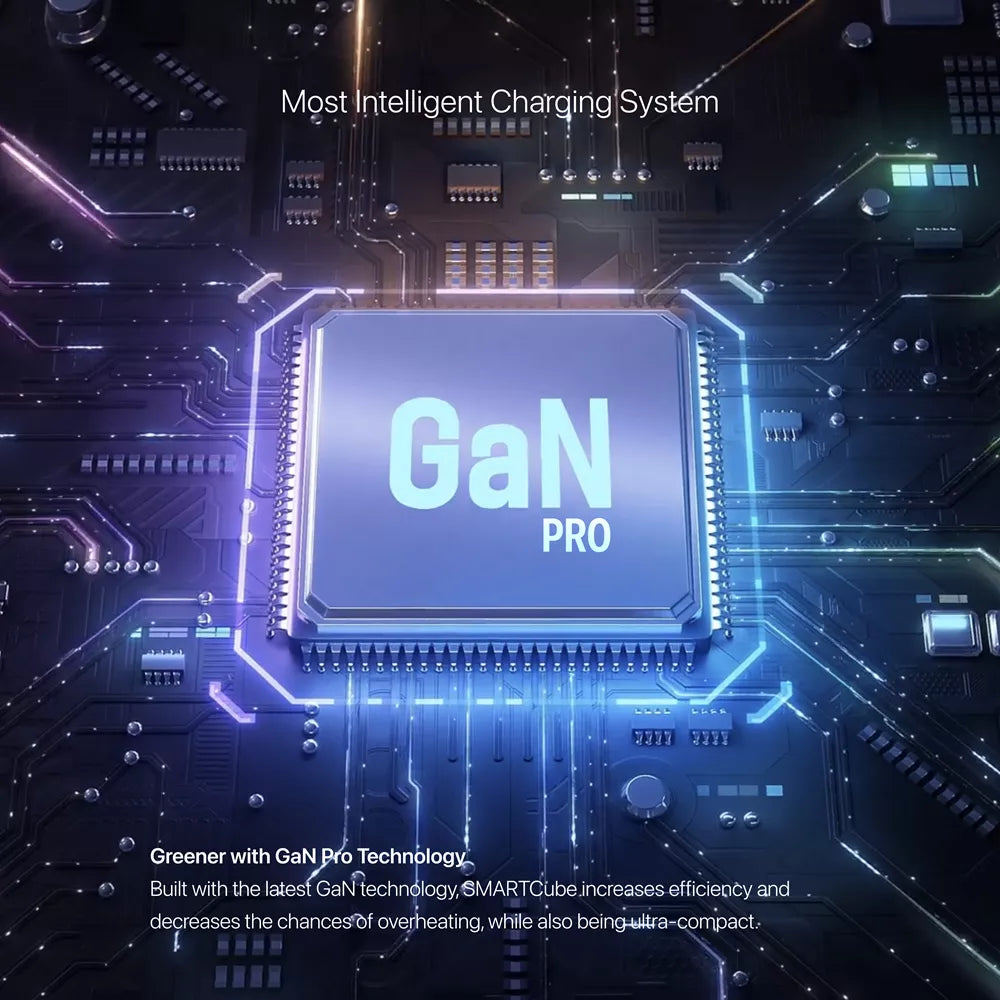 Microdia - SmartCube Nano - 30W USB-C & USB SmartAI PD Wall GaNPro Charger Plug - Charcoal