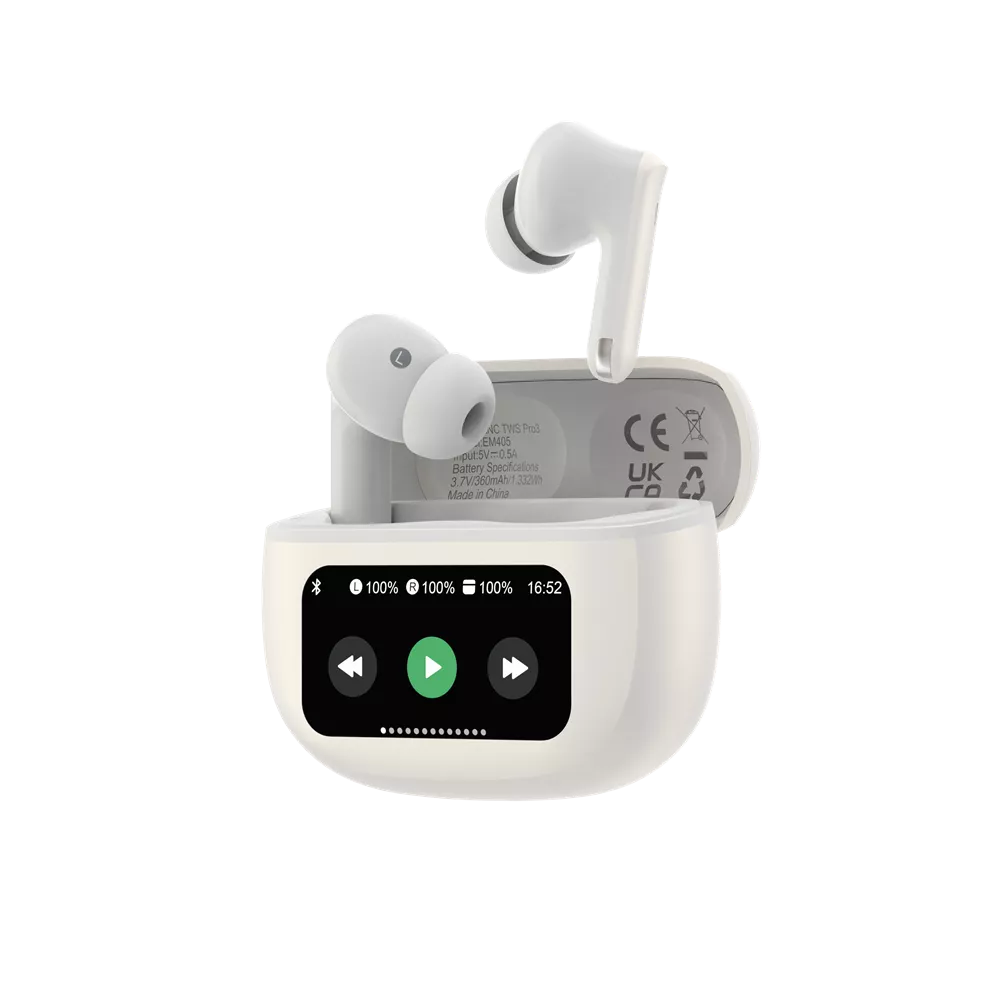 Devia - ANC TWS Pro3 - True Wireless Earbuds & Charging Case & Screen - White